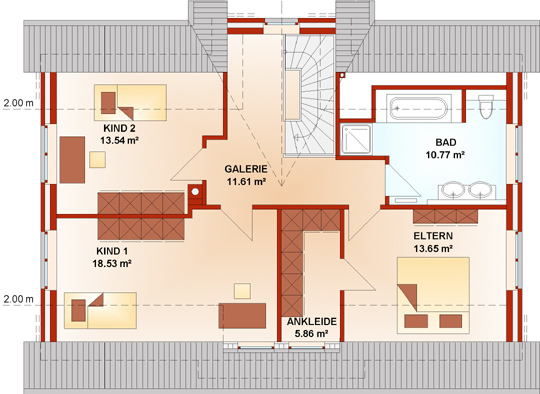 Grundriss Dachgeschoss Option 1