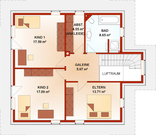 Grundriss Dachgeschoss Option 2