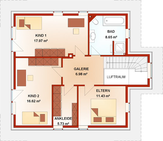 Grundriss Dachgeschoss Option 1